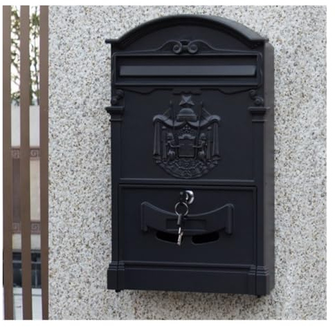 MEIZHITU Boîte Aux Lettres, Boîtes Aux Lettres Verrouillables, Boîte Aux Lettres Sécurisée, Boîte Aux Lettres en Métal Vintage, Boîte Aux Lettres Murale De Jardin Boite Aux Lettres la Poste(Black)