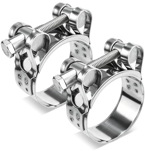 Fomiata Gelenkbolzenschelle 2 Stk 44-47mm, Edelstahl T-Bolzen rostfrei | 22mm Bandbreite, 0.8mm Dicke, DIN 3017, 5Nm, für Turbo Ansaug Kühlerschlauch, einstellbar