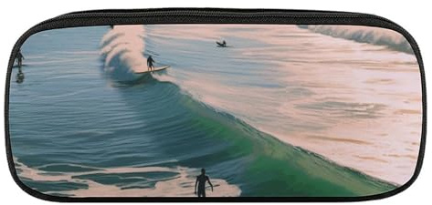 Dwrepo Strand-Surf-Federtasche, tragbares Federmäppchen, große Kapazität, Stifteetui, Make-up-Tasche für Erwachsene, Büro, Geschenke, Strandsurf, Einheitsgröße, Federmäppchen, Strand Surf,