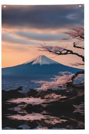 Bandiera del Giappone Monte Fuji, 6,1 x 0,9 m, stile striscione con asta, resistente e durevole, per esterni e interni (palo non incluso)