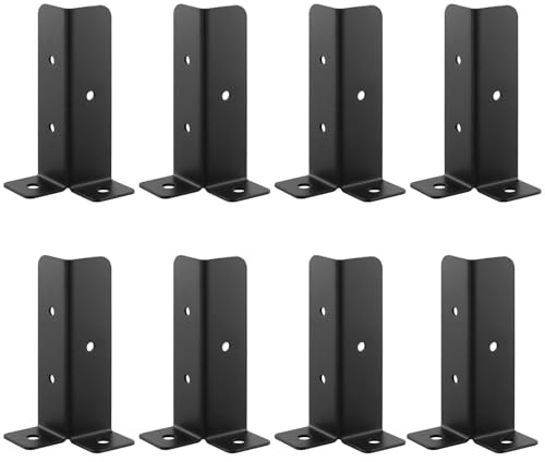 SEUNMUK Lot de 8 supports de poteau de clôture réglables, 35 x 30 x 127 mm, supports de réparation de poteaux de clôture, bases de support de poteau en bois pour fixer des poteaux de clôture