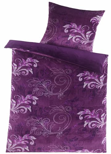 KH-Haushaltshandel Winter Wende Bettwäsche Cashmere Touch, 135x200+80x80cm, lila, Paisley Muster, Fleece, Plüsch Teddy Flausch (CashmeLilaPaisley)