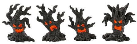 X-Institute 4Pcs Horror Halloween Baumstumpf Gespenstische Miniatur Ornamente Harz Figuren Für Party Garten Landschaft Dekoration