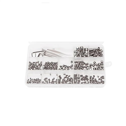 NXLJA Karosseriezubehör 400 Stück Innensechskant-Set-Schraube, Flache Spitze, Madenschraube M3, M4, M5, M6, M8, Topfspitze, Edelstahl, Ohne Kopf