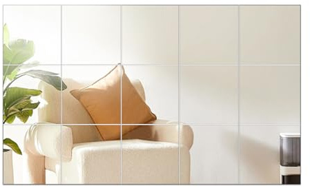 INCAUCA Lot de 15 feuilles de miroir flexibles en acrylique - 15 x 15 cm - Carreaux de miroir autocollants sans verre - Autocollants muraux carrés amovibles pour décoration d'intérieur (argenté)