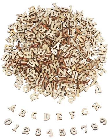 420 Stück Holzbuchstaben und Holzzahlen, 15MM Buchstaben aus Holz (A-Z) | Kleine Holz Zahlen (0-9), Unbearbeitete Kleinbuchstaben zum Basteln, Natürlich Holznummern für DIY Deko Hochzeit Party