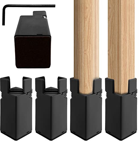 YERENCY Rialzo per mobili, altezza letto, rialzatore per sedia, rialzo per divano, diametro 20 – 35 mm, altezza letto con morsetto a vite, nero (nero, 4 pezzi, 10 cm)