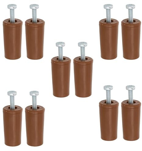 Amig - Confezione da 10 Fermi per Tapparelle Avvolgibili - Ammortizzatore con Vite M5 Antiruggine e Rondella Esterna - Resistente agli Agenti Atmosferici - Lunghezza: 40 mm - Marrone