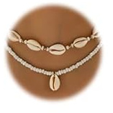 BelleVive collar de conchas hecho a mano para mujeres, collar surfista de conchas, para el verano, collar ajustable de conchas naturales, collar hawaiano