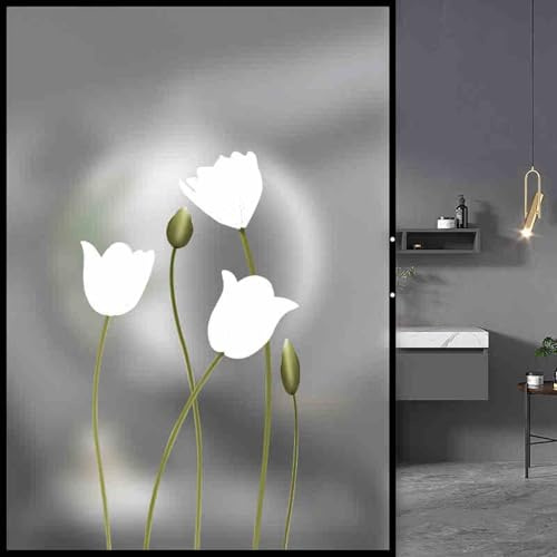 Vinilos para Cristales 40X120CM Tulipanes Vinilo Adhesivo Cristal Ventana Privacidad,Vinilo Translucido para Ventanas,Lámina Privacidad Ventana Window Film Anti UV