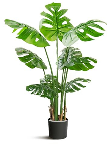SARKEY Planta Artificial Monstera En Maceta, Plantas Artificiales Palmera Grande Árbol Artificial Plástico, para Interior Y Exterior Hogar Salón Oficina Dormitorio Decoración(90cm)