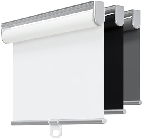 TOVALOR Cordless 100% Blackout Roller Shades for Windows,UV Protection Pull Down Shades,Room Darkening Door Blinds Thermal Insulated Fabric for Home Office and Bedroom(14 W x 72 H,White)