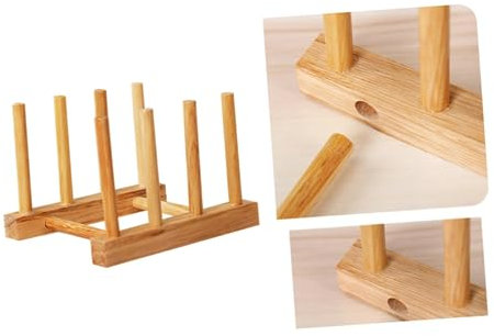 HOLIDYOYO Soporte de plato de madera sólida rejilla de drenaje de madera maciza escurridor de secado escurridor de platos estante para platos Bambú