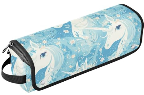 Art Cute Blue Unicorns Hair Tool Travel Bag for Women with Iron Mat Portable Travel Carrying Case for Flat Irons, Straighteners, Curling Irons Travel Bag for Hair Tools