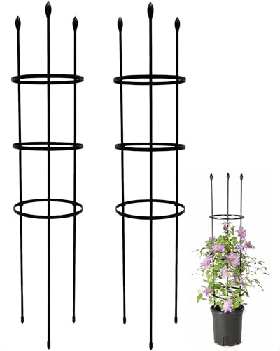 YEOAUM Tomatenkäfig und Rankgitter für Kletterpflanzen mit Dual-Mode, verstellbare Stütze mit rostfreien Metallpfähle für Gurken/Rosen, passend für Hochbeete und Gärten, 20,3 cm B x 129,9 cm H