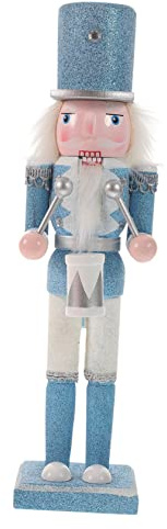 Alipis Sky Blue Glitter Nutcracker Figurine Sturdy Holiday Nutcracker Ornament Unique Xmas Decoration for Bedroom Living Room Home