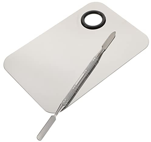 MERRYHAPY Makeup Mixing Palette with Mixer Silver Foundation Blending Tools for Custom Cosmetic Mixing Palette and Stirring Rod for Blush Lip Eyeshadow