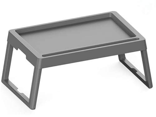 Melivarone Faltbarer Betttisch mit Verstärktem Material - Extra Stabiles Frühstückstablett mit 20kg Tragkraft, Abgerundeten Ecken, Laptoptisch für Bett, Grau