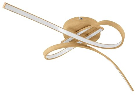 EGLO LED Deckenlampe Holzoptik Selvina 2, Deckenleuchte Flur Wohnzimmer | geschwungene Lampe Decke, warmweiß