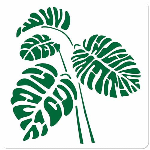 GORGECRAFT Stencil di Foglie di Monstera Grandi da 30x30cm Modelli per Disegnare Foglie di Piante Tropicali Stencil in Plastica Riutilizzabili A Tema Botanico per Dipingere su Tela Legno Pareti Porte