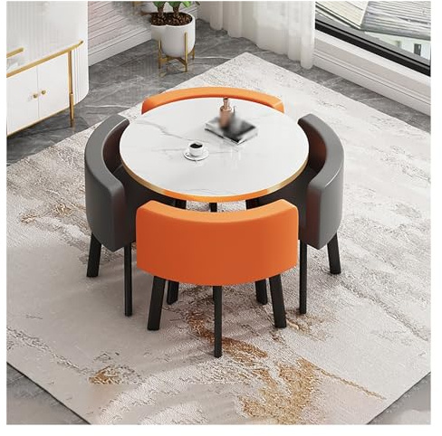 Runder Esstisch Set mit 4 Stühlen Büro Empfangstisch und Stuhl Combo Besprechungstisch für Verhandlungen Küche Esszimmer Möbel Stilvolles und funktionales Design