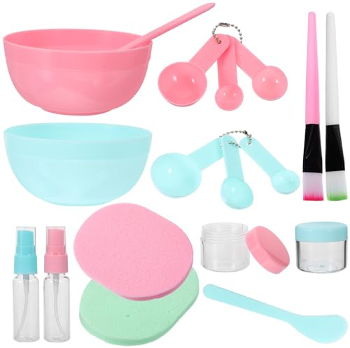 STOBAZA Bol à Masque Cosmétique avec Cuillère Doseuse et Tige pour Masques Faciaux DIY Kit Outils pour Fabrication de Maison