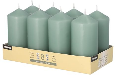 8 Stumpenkerzen Ø 47 mm · 100 mm blaugrün