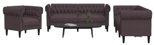 RMIHSJG 3-TLG. Sofagarnitur Dunkelbraun Stoff, Bequeme Polstergarnitur mit Strapazierfähigem Bezug für Wohnzimmer, Modernes Design, Stabile Konstruktion, Atmungsaktiv und Langlebig,