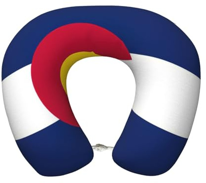 Pidgazdfgv Oreiller de voyage en mousse à mémoire de forme avec drapeau de l'État du Colorado - Lavable en machine