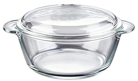 Haofy Casseruola Ovale in Vetro Capacità 2QT con Coperchio Distribuzione Uniforme del Calore Adatta per Cuocere Pane Lievitato Strumento di Cottura Versatile per Pasti in Famiglia, Piccoli (M1L)