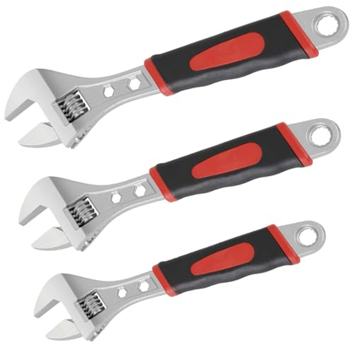 EQULIUS Rullgaffelnyckel set 3 delar (190/240/300 mm), multifunktionell kolstål-växelspak, rostbeständig änger med ergonomiskt handtag för verkstad och gör-det-själv