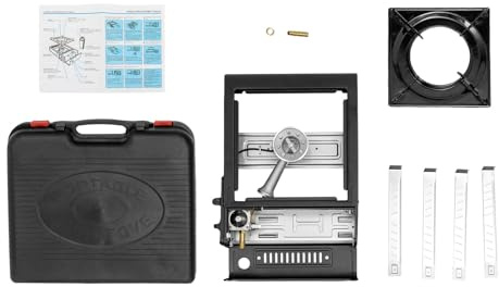 Fornello a gas da 2500 W, 1 fuoco, set con vassoio di raccolta e contenitore, barbecue da tavolo per esterni, per cene in famiglia, campeggio, feste, riunioni, competizioni, nero, 34 x 26 x 8 cm
