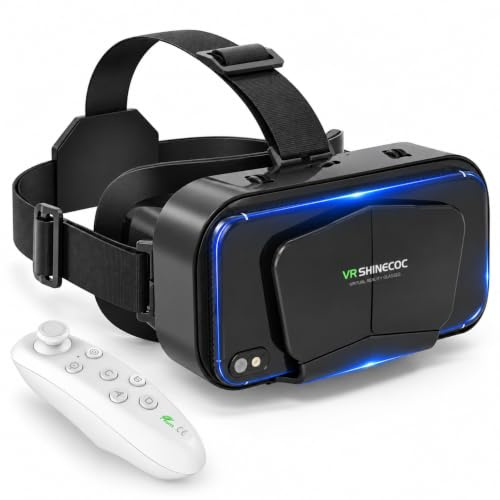Lunettes de réalité virtuelle pour téléphone portable avec télécommande, lunettes VR 3D Vivez des jeux et des films à 360 degrés dans des lunettes douces et confortables pour téléphone Android 5 à 7