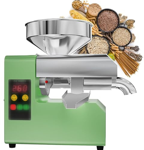 Máquina de prensa de aceite con control de temperatura de 40 °C a 300 °C, salida de aceite lateral, capacidad de 8 kg para extracción de girasol, almendra, aceite de nuez