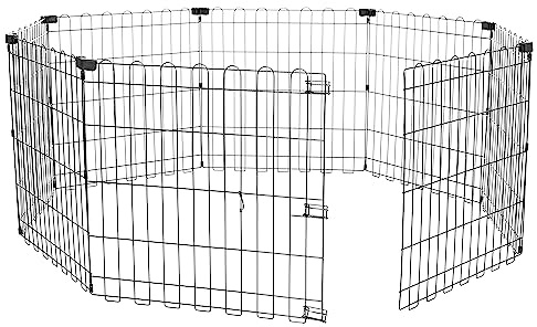 Amazon Basics Ottagonale Box per esercizi per cani e animali domestici, pieghevole, in metallo, senza porta, 61 cm di altezza, Nero
