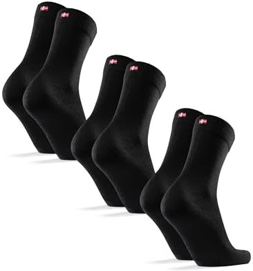 DANISH ENDURANCE Merino Wool Socks Mens, Moisture-Wicking, Mens Socks, for Women, Unisex, 3 or 5 Pack, Black, 6-8