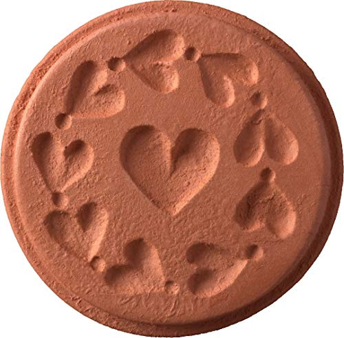 JBK Pottery Terra Cotta Cookie Stamps for Baking, Oven & Dishwasher Safe - Cookie Cutter, Molder, Stamper Press, Ideal for Cookies, Polvoron, Pastry, Shortbread, Butter Maker - Small Hearts Designs