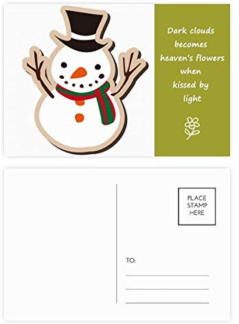 Weihnachts-Postkarten-Set, Schneemann, Cartoon, Poesie, 20 Stück