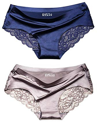 lucky cup Intimo Sexy per Donna Mutandine a Vita Media da Donna Elasticizzate Traspiranti in Seta di Ghiaccio Senza Cuciture con Tocco tattile setoso Confezione da 2