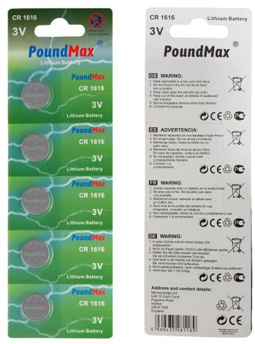 5 x CR1616 DL1616 ECR1616 Batterie Knopfzellen 3V Batterien, für Autoschlüssel, Elektronische, Kleingeräte, Computer-Motherboards, Fernbedienungen, Taschenrechner, Waagen, Kindersichere Verpackung