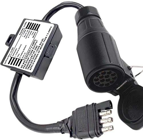 CARROFIX US Style 4-Pin Flat Adapter to European 13pin Plug - American Vehicle 4 Pin to EU 13pin Round Trailer Light Converter