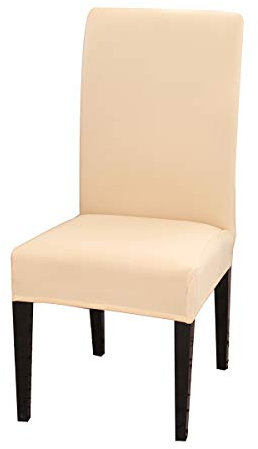 WINS Stuhlhussen stuhlbezug Stretch stuhlüberwurf stuhlhussen für Hochzeit stuhlbezug sitzfläche stuhlbezüge Stuhlhussen 4er/ 6er Set Beige