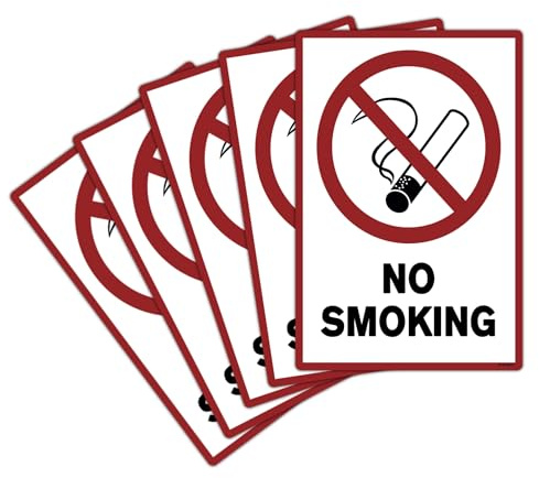 STROBO 5 Stück No Smoking Hinweisschild | Stabile 3mm Hartschaumplatte als 30x20cm Schild mit UV-Schutz für den Außenbereich