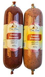 Grützwurst & Semmelleberwurst Omas Pfanne Grützeblutwurst | DDR Rezeptur Tiegelwurst | Black Pudding | laktosefrei (Leberwurst & Grützwurst)