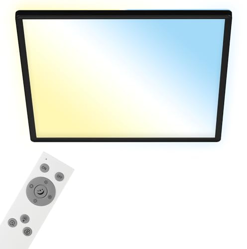 BRILONER - LED Deckenlampe flach Smart Home, funktioniert mit Alexa, Fernbedienung, Lampe, Deckenleuchte, Wohnzimmerlampe, LED Panel, Schlafzimmerlampe, 42x42x2,5 cm, Schwarz
