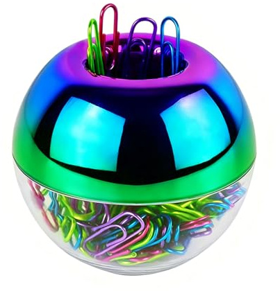 Mogoostry Cute Magnetic Paper Clip Holder for Desk 100Pcs 28mm(1.1) Small Paperclips Dispenser for Home Office (Rainbow Color)