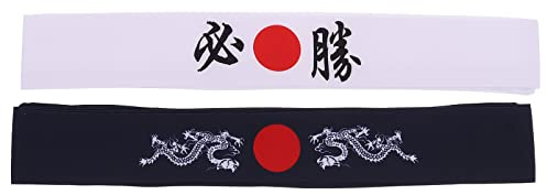Mobestech Diadema De Chef Japonés 2Pcs Diadema Japonesa Bushido Hachimaki Samurai Samurai Chef Chef Bandana para El Suministro de Cocina de Cocción Deportiva (Azul+) Banda De Pelo Japonesa