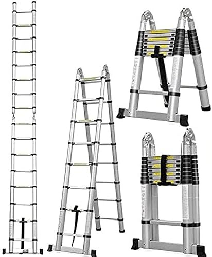5M Teleskopleiter, Mehrzweckleiter,Rutschfester Aluleiter Klappleiter Schiebeleiter Sprossenleiter Ausziehleiter für Dachboden/Kletterdach/Büronutzung/Baujob,150 kg/330 Pfund Belastbarkeit