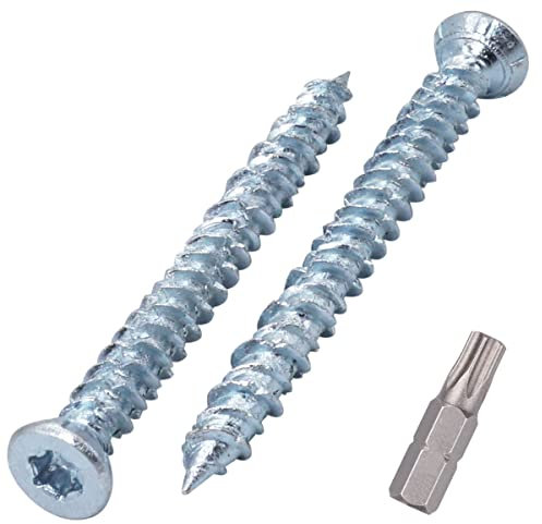 SKIR'CO (60 Stück) Betonschrauben, verzinkt 7,5 x 72 mm Senkkopf, Mauerwerk Schrauben, Rahmen Befestigungsschraube