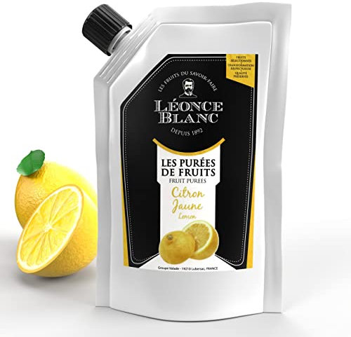 Hymor Zitronen-Frucht-Püree - 3x 1kg - Zitrusfrucht-Püree, püriert von Leonce Blanc, aus besten sizilianischen Zitronen, frischer Geschmack & angenehme Säure, für Cocktails, Tee, Smoothies, Kuchen